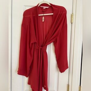 new Victoria’s Secret Red Sheer Tie-Front Kimono Cover-Up Robe Sexy women’s S